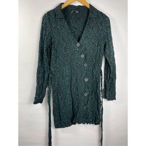 Zara trf collection v-neck snakeprint shirt dress L
